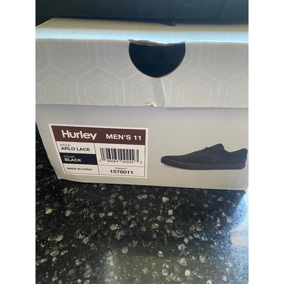 HURLEY MENS LACE UP CASUAL SNEAKERS ARLO LACE BLACK CANVAS SIZE 11 NEW - Picture 5 of 5